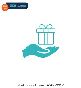 Gift on the hand icon Vector.