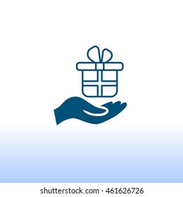 Gift on the hand icon Vector.