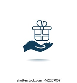 Gift on the hand icon Vector.