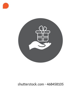 Gift on the hand icon Vector.