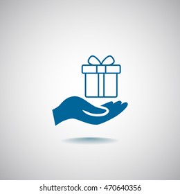 Gift on the hand icon Vector.