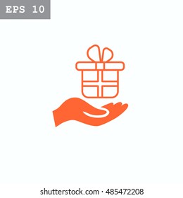 Gift on the hand icon Vector.