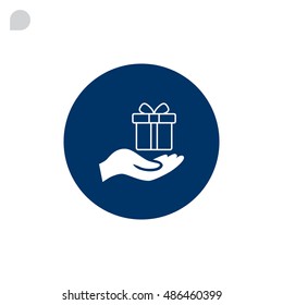 Gift on the hand icon Vector.