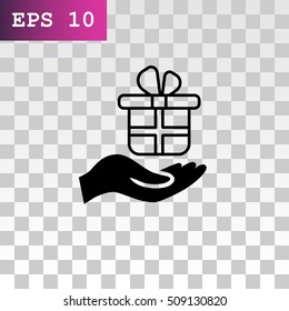 Gift on the hand icon Vector.