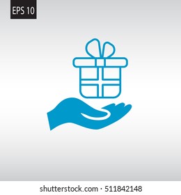 Gift on the hand icon Vector.