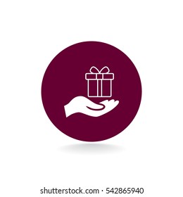 Gift on the hand icon Vector.