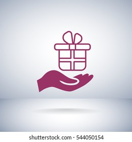 Gift on the hand icon Vector.