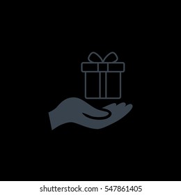 Gift on the hand icon Vector.