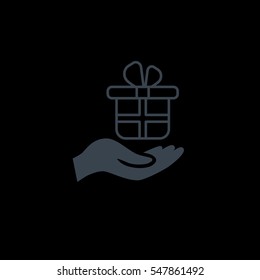Gift on the hand icon Vector.