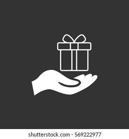 Gift on the hand icon Vector.