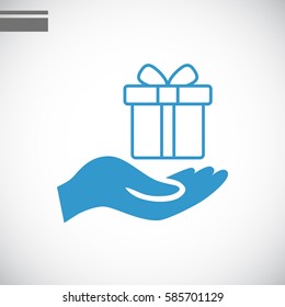 Gift on the hand icon Vector.