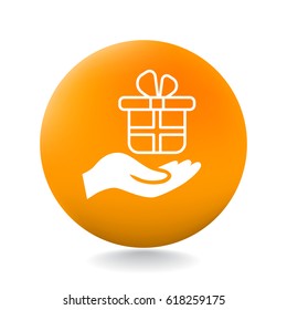 Gift on the hand icon Vector.