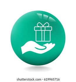 Gift on the hand icon Vector.