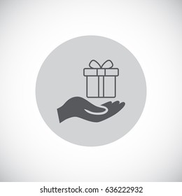 Gift on the hand icon Vector.