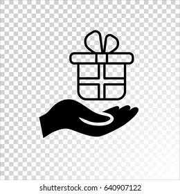 Gift on the hand icon Vector.