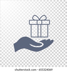 Gift on the hand icon Vector.