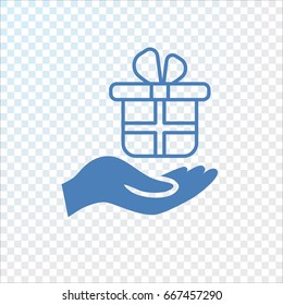 Gift on the hand icon Vector.