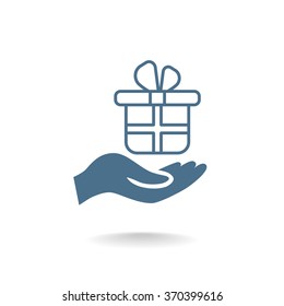 gift on hand web icon. vector design