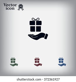 gift on hand web icon. vector design