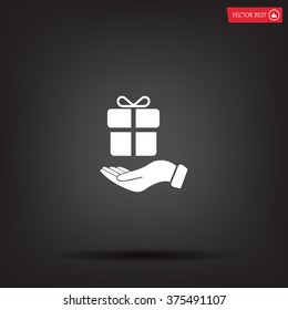 gift on hand web icon. vector design