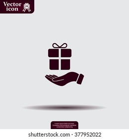 gift on hand web icon. vector design