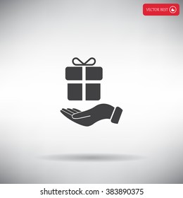 gift on hand web icon. vector design