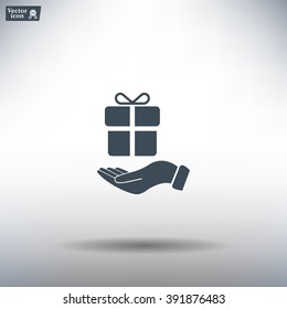 gift on hand web icon. vector design