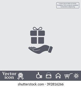 gift on hand web icon. vector design