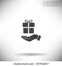 gift on hand web icon. vector design