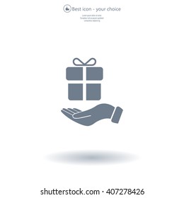 gift on hand web icon. vector design