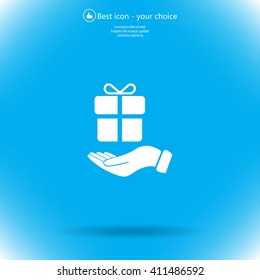 gift on hand web icon. vector design