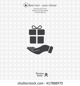gift on hand web icon. vector design