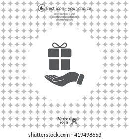 gift on hand web icon. vector design