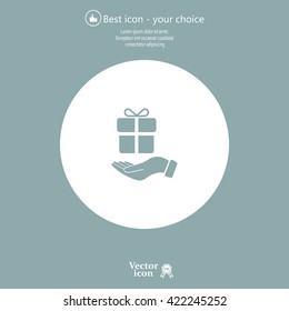 gift on hand web icon. vector design