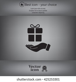 gift on hand web icon. vector design