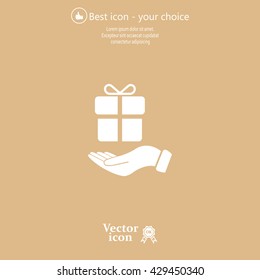 gift on hand web icon. vector design