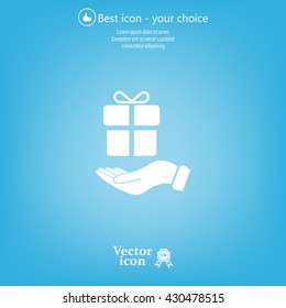 gift on hand web icon. vector design