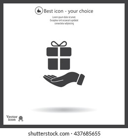 gift on hand web icon. vector design