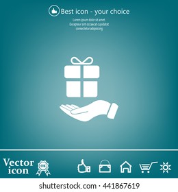 gift on hand web icon. vector design