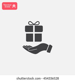 gift on hand web icon. vector design