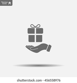 gift on hand web icon. vector design