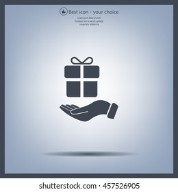 gift on hand web icon. vector design