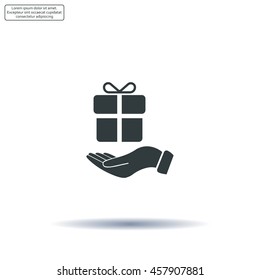gift on hand web icon. vector design