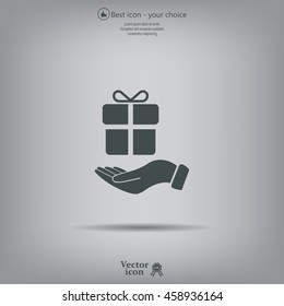 gift on hand web icon. vector design