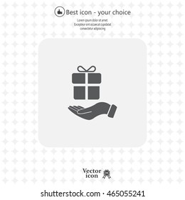 gift on hand web icon. vector design