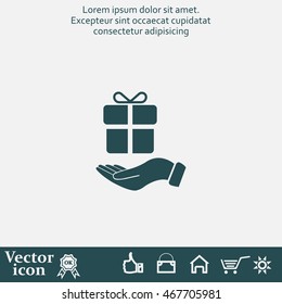 gift on hand web icon. vector design