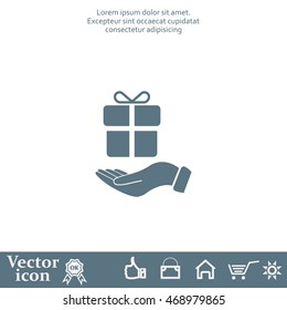 gift on hand web icon. vector design