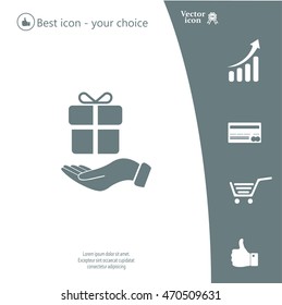 gift on hand web icon. vector design