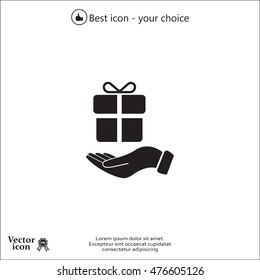 gift on hand web icon. vector design