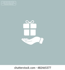gift on hand web icon. vector design